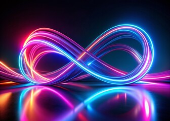 Poster - Mesmerizing Neon-Lit Curves in Silhouette Photography Against a Dark Background, Capturing the Beauty of Intertwining Lines and Shapes for Modern Wallpaper Design