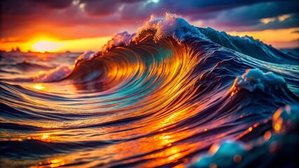 Poster - Mesmerizing Waves on Abstract Dark Background: High Depth of Field Image Wallpaper for Stunning Visual Appeal and Creative Design Inspiration