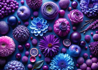 Poster - Minimalist Blue Purple Photography: Abstract Art, Color Palette, Gradient Background,  Geometric Shapes, Fluid Design, Artistic Image, Digital Art, Color Splash,  Purple Blue Aesthetic,  Modern Art