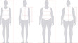 © Zubada - Female body in full length with measurement lines. women sizes measurements. Human body proportions.