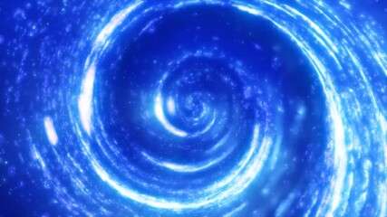 Poster - A luminous blue swirl forming a bright cosmic vortex in deep space, filled with light trails and radiance, conveying a sense of infinite mystery, video in high quality 4k, motion design