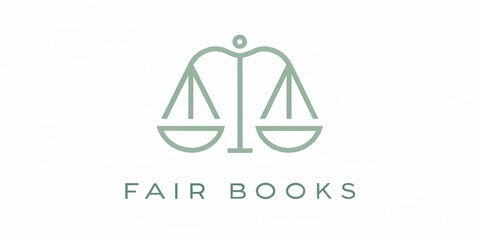Poster - Minimalistic Fair Books Logo Design Featuring Clean Lines and Balanced Composition in a Soft Color Palette Emphasizing Simplicity and Elegance for Modern Branding Needs