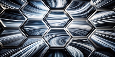 Poster - Modern Abstract Black and White Hexagonal Pattern for Creative Design Background with Long Exposure Technique for Stunning Visuals and Textures in Graphic Arts and Digital Projects