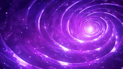 Poster - Abstract ripples of vibrant purple light dots creating concentric wave patterns, glowing like a magnetic field in deep space
