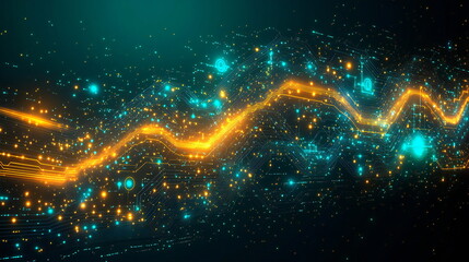 Fototapete - Exploration of artificial intelligence through abstract digital patterns and vibrant colors