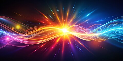 Aufkleber - Vibrant Pulsating Energy Lines Creating Dynamic Visual Flow with Ample Copy Space for Text and Graphics in a Modern Abstract Style