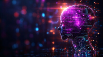 Fototapete - Digital representation of AI with glowing circuits and vibrant colors depicting artificial intelligence in modern technology