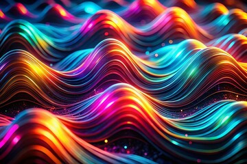 Poster - Neon Wave Abstract Wallpaper, Dark Tilt-Shift Photography, Dynamic Light, Abstract Art Background