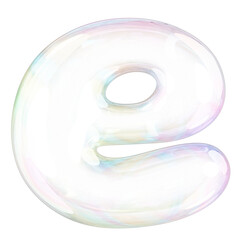 Wall Mural - e png letter sticker, 3D transparent holographic bubble