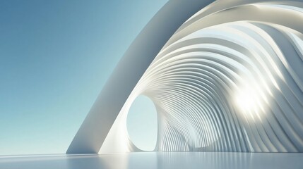 Poster - Modern architectural design showcases flowing lines and structural elegance in a bright, airy environment