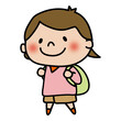 © てがきっず - 遠足に行く子供（女の子1）