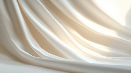 Poster - soft white silk fabric drapes elegantly in natural light, creating a serene ambiance in a stylish in