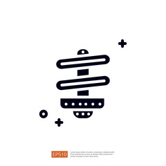 Poster - A minimalist graphic representation of a spiral-shaped object, possibly symbolizing innovation or energy, set against a clean background with decorative elements.