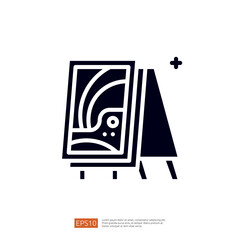 Poster - This image depicts a stylized easel holding a framed artwork, symbolizing creativity and artistic expression.