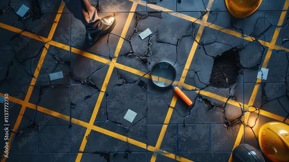 Forensic Precision - Overhead View of Crime Scene with Evidence Markers ...