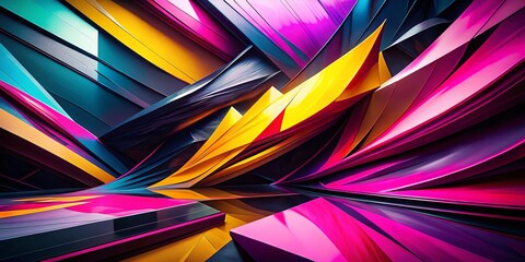 Poster - Pink Black Yellow Abstract Art, Bold Color Block Design, Modern Geometric Background, Stylish Trendy Wallpaper, Vibrant Color Palette