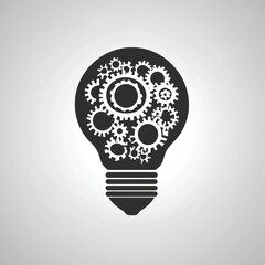 Poster - Lightbulb with gears, idea, innovation, mechanism.