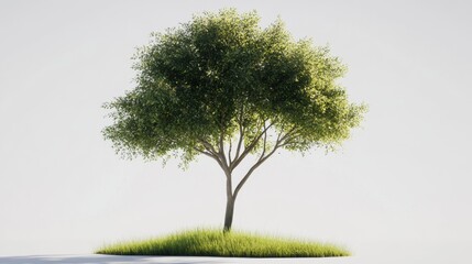 Wall Mural - Green tree standing alone on grassy mound in bright light