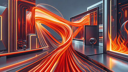 Poster - Abstract motion lines with vibrant colors and a dynamic design depicting speed and technology