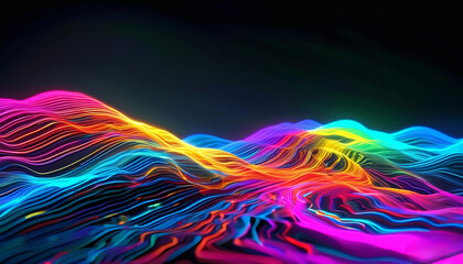 Poster - Colorful Abstract Wave with Dynamic Lines and Energy