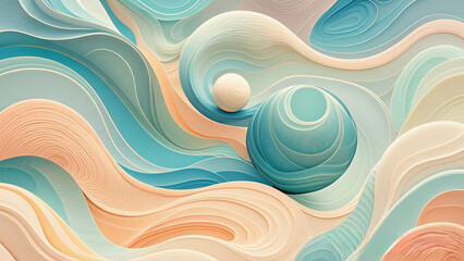 Poster - Abstract Blue Wave Pattern with Curves and Motion