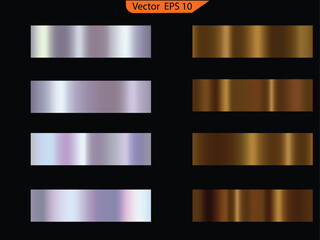 Wall Mural - Set of gold banners. Set of foil texture background. Holographic and golden foil texture background set. Realistic silver, gradient mesh. High resolution.