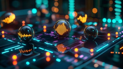 Poster - Exploring a futuristic financial hub urban center for cryptocurrency innovations and digital art from an aerial perspective