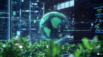 Aufkleber - Sustainable future concepts digital environment graphic illustration urban setting high-tech perspective