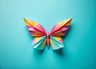 Poster - Serene Origami Butterfly Artwork on a Minimalist Background Ideal for Text Overlay in Fashion Photography