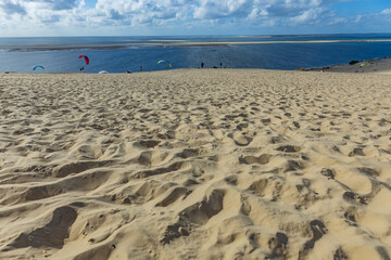 People paragliding at the Dune of Pilat