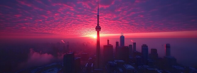 Canvas Print - Toronto Skyline Sunrise Tower Cityscape