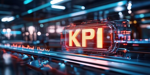 Poster - key performance indicators in modern business digital workspace data visualization high-tech environ
