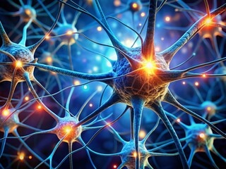 Poster - Stunning 3D Render: Glowing Neuron Synapses - High-Resolution Product Photography