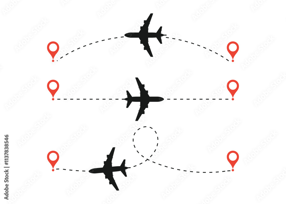 Flying airplanes sky route, Travel concept. Traveling booking agency ...