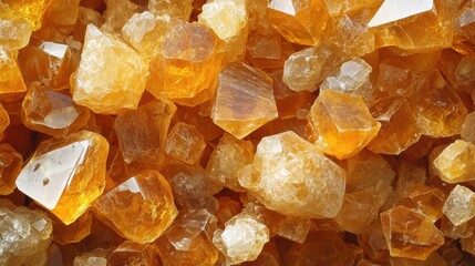 Poster - Glimmering Orange Crystals Background with Various Shapes and Sizes