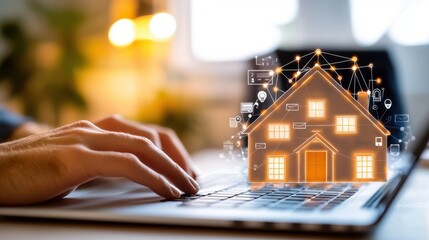 Poster - Digital Home Concept with Animation and Innovative Technology on Laptop for Modern Lifestyle