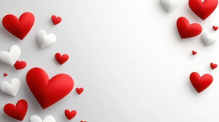 Leinwandbilder - minimalist valentine's design with 3d layered hearts and empty space for text