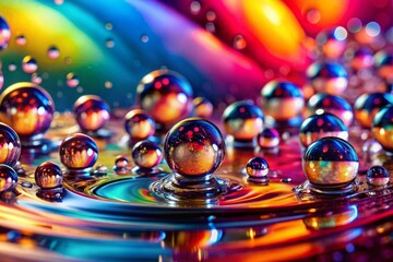 Poster - Stunning Macro Photography of Liquid Drops and Water Droplets Showcasing the Elegance of Nature's Beauty and Fluid Dynamics in a Unique Abstract Style