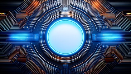 Poster - Futuristic interface with glowing central orb.