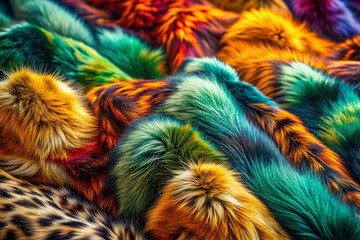 Poster - Surreal Abstract Fur Patterns of Wild Animal Skin Captured in a Dreamlike Landscape with Vivid Colors and Intricate Textures for a Unique Artistic Background.