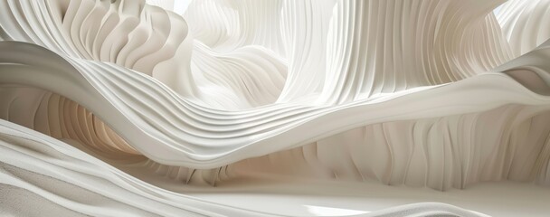 Poster - Abstract white background with soft lines and curves, creating an elegant atmosphere. The design features a harmonious blend of light gray tones for a clean aesthetic web banner or wallpaper
