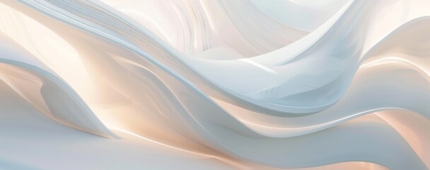 Poster - Abstract white background with soft lines and curves, creating an elegant atmosphere. The design features a harmonious blend of light gray tones for a clean aesthetic web banner or wallpaper