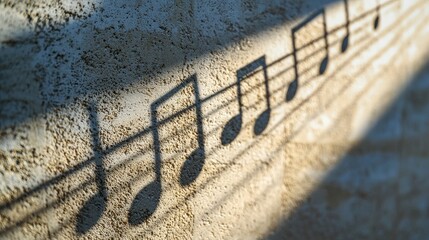 Fototapete - Musical shadows created by delicate fingers urban wall photography artistic environment close-up view creative concept