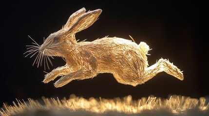 Aufkleber - Dynamic rabbit in mid-jump action nature scene 3d artwork vibrant environment creative viewpoint animal concept