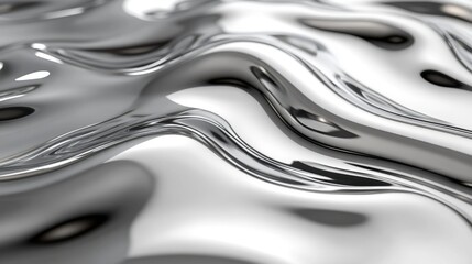 Poster - Reflective Silver Waves Pattern on Smooth Surface for Abstract Background