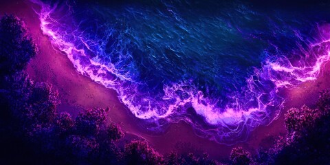 Wall Mural - Purple and blue ocean with a purple wave