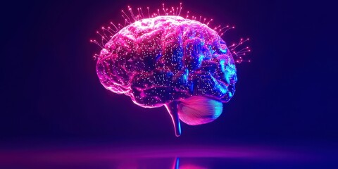 Poster - Brain with purple and blue lights