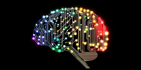 Poster - Colorful brain with many lights on it