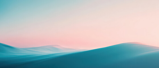Wall Mural - A beautiful blue and pink sky with a mountain range in the background
