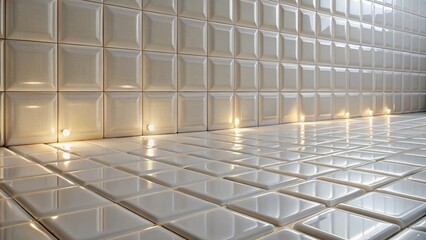 Poster - Textured White Ceramic Tile Design Featuring Minimalist Rectangles in Square Form Ideal for Modern Interior Spaces and Contemporary Home Decor Inspiration